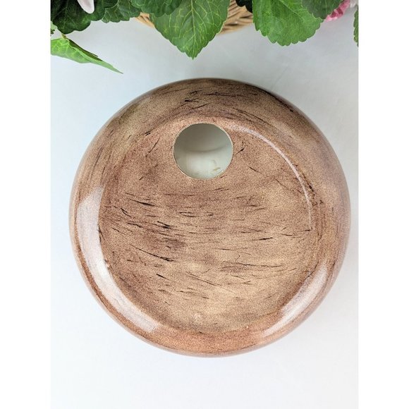 Large 9" Round Tan Ceramic Ashtray Gold Monogram M Dresser Cigar Bowl Catchall - Picture 5 of 10